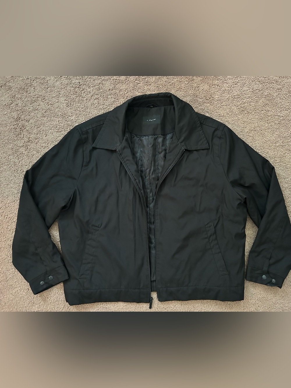 J.ferrar Men's Black Zip-Front Black Jacket size 2XL
